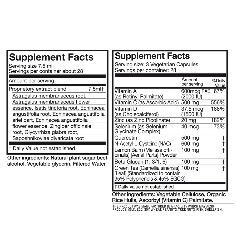 Supplement facts for Adaptavir Immune support complete. Supplement facts available on Adaptivir Immune support Boost and Adaptavir immunie support tonic product detail pages. 